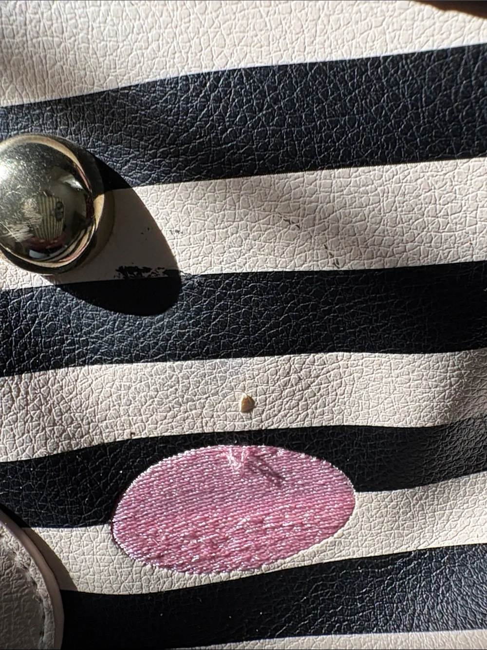 Betsey Johnson Black & White Striped Cat Tote with Pink Accents